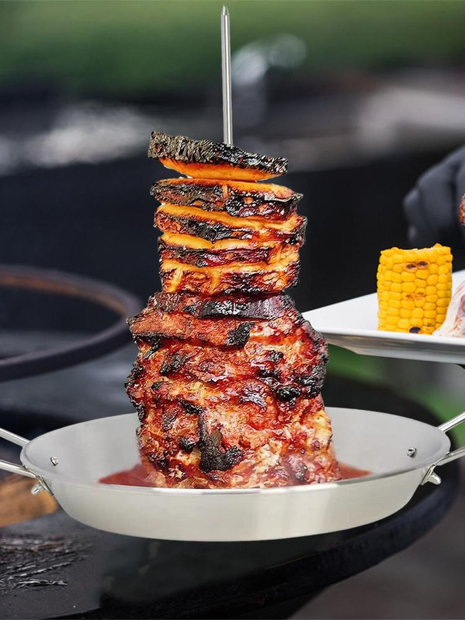 Fishine Vertikaler Edelstahl-Schraubspieß für brasilianisches Barbecue in Silber mit 3 abnehmbaren Schraubstiften - Bild 2
