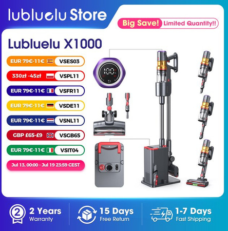 Lubluelu Kabelloser Handstaubsauger mit 400W und 52KPA Saugkraft in Orange mit LED-Display und Aromatherapie-Funktion für Boden, Teppich und Tierhaare
