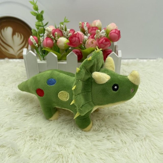 Yiran Health & Beauty Dinosaurierpuppe Triceratops Stegosaurus, Plüschtier, Grün, 17cm - Bild 1