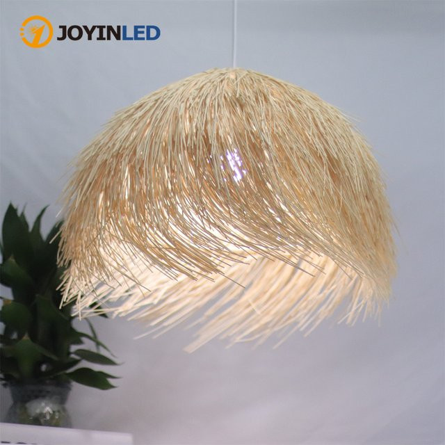 JOYINLED Vintage Wabi Sabi Pendelleuchte aus Rattan in Schwarz, handgewebter Lampenschirm für Esszimmer und Schlafzimmer, Durchmesser: 50 cm - Bild 1