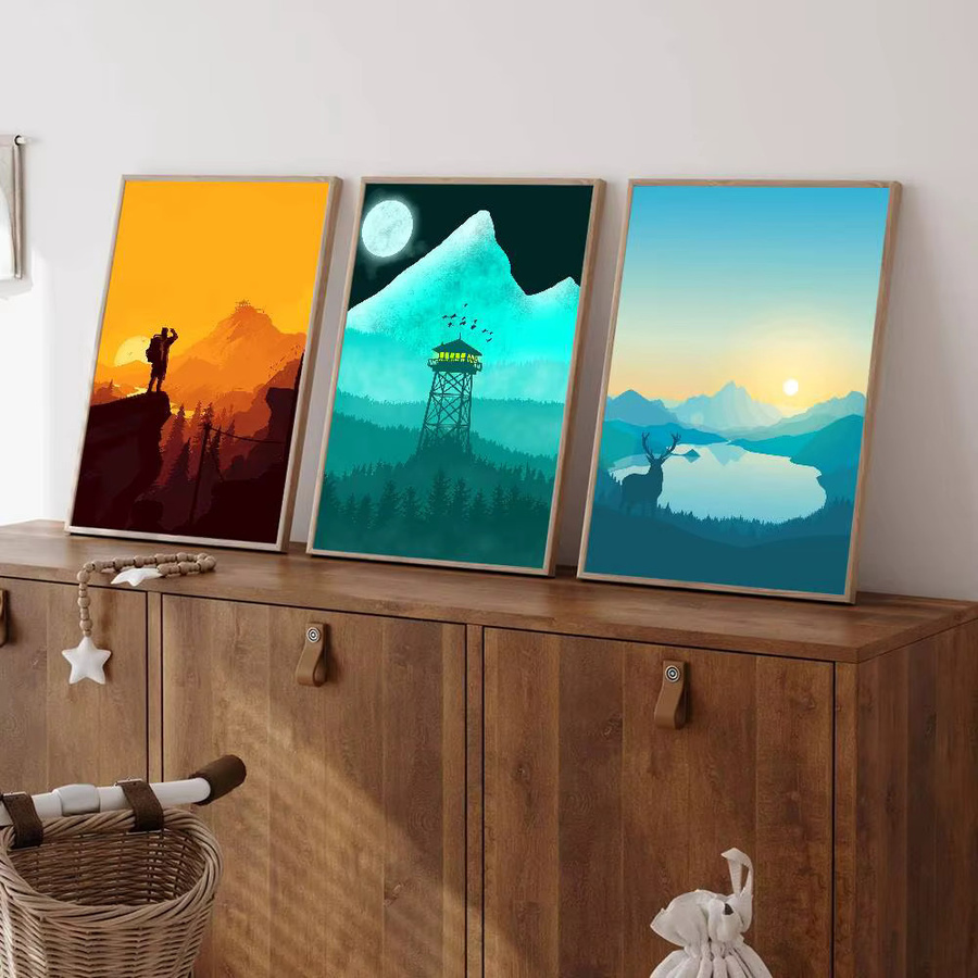 Firewatch Moon Mountain Forest Poster als Wandkunst für deine nordische Heimdekoration - Bild 3