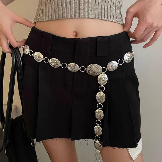 Taillenkette Messing, Silber, Vintage, Unisex - Bild 1