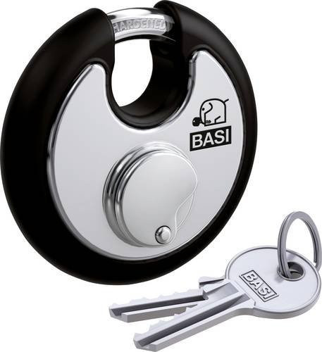 Basi RVS 610W GL Rundbügel-Vorhängeschloss aus Edelstahl in Schwarz und Silber - Bild 1
