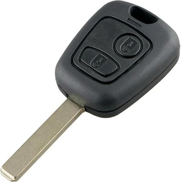 Autoschlüsselgehäuse mit 2 Tasten und Messing-VA2 für Peugeot 206 in Schwarz - Bild 1