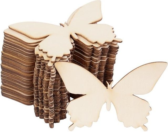 Holz Schmetterling Blank Scheibe, DIY Handwerk Spielzeug, 10-teiliges Set, beige - Bild 1