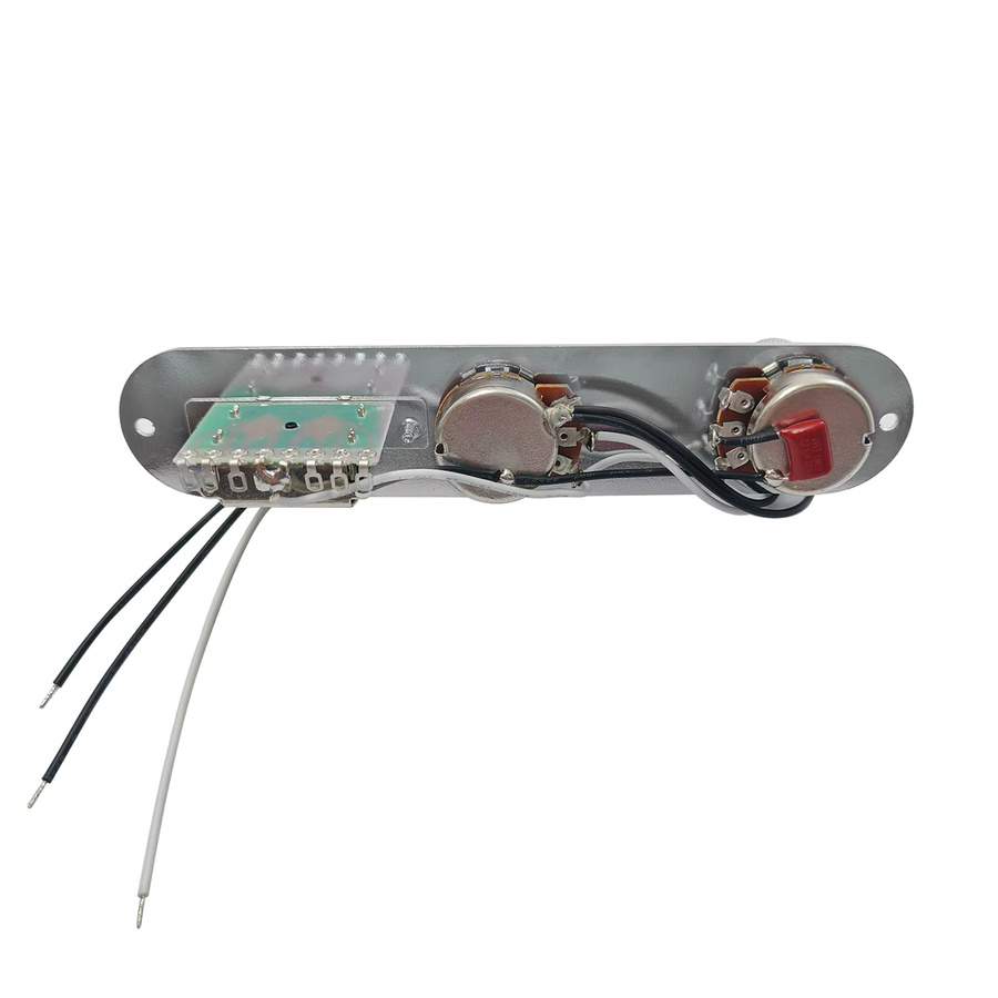 PHRILM Loaded TL Control Plate Vorverdrahteter 3-Wege-Kabelbaum mit Tone- und Lautstärkeregler in Silber für E-Gitarren - Bild 2