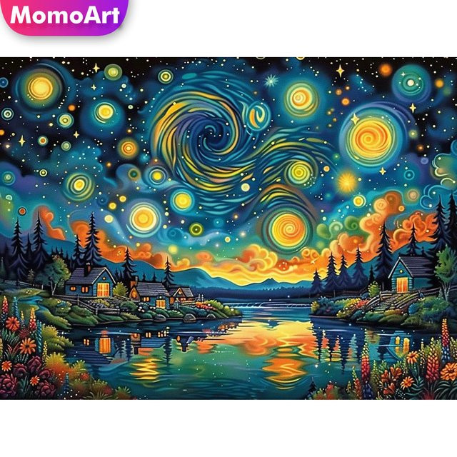 Momoart Diamant-Mosaik Landschaft Cartoon Sternenhimmel 5D Stickerei in Multicolour, B/H: 30 x 20 cm - Bild 1
