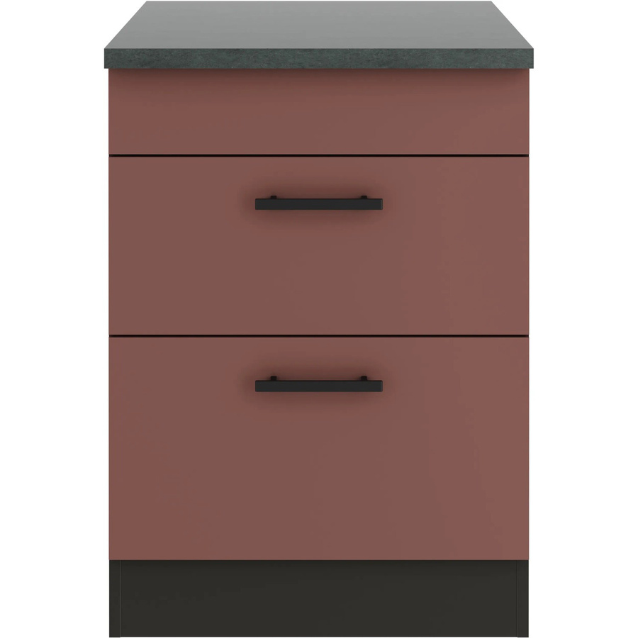 OPTIFIT Nizza407 Küchen-Unterschrank in Rostrot mit modernem Design und melaminbeschichteter Qualitätsspanplatte, Breite: 60 cm - Bild 2