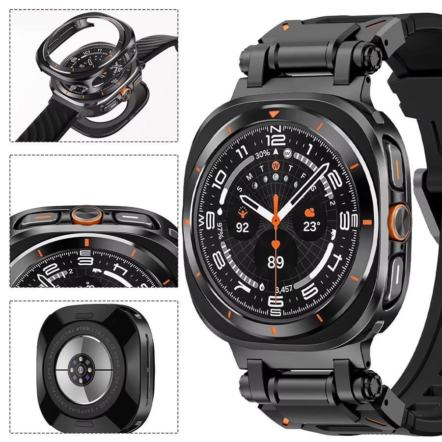CAOWTAN Schutzhülle für Samsung Galaxy Watch Ultra, 47 mm, Schwarz Weiß, Unisex - Bild 4