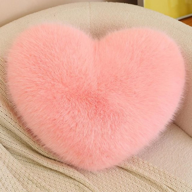 Herzförmiges Plüschkissen von Yiran toy in Pink, weiches Dekokissen mit 40 cm Durchmesser - Bild 1