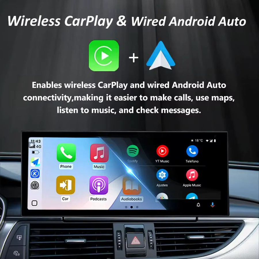 LIARO-NAVI Android 15 Auto-Multimedia-Stereoanlage für Audi A6 C7 und A7 2012-2018 mit 12,3-Zoll-Touchscreen, Kabelloses CarPlay, GPS-Navigation, Bluetooth, Schwarz - Bild 2