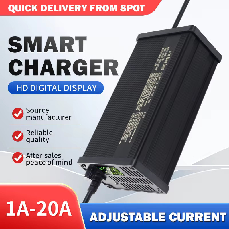 Luxuglow Hochleistungs-Lithium-Batterieladegerät mit LCD-Display, einstellbar 1-20A, Schwarz - Bild 2