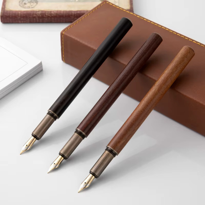 Luxus Retro Füllfederhalter aus Holz in Bronze und Braun mit 0,5mm Spitze für Kalligraphie und Business-Schreiben - Bild 1