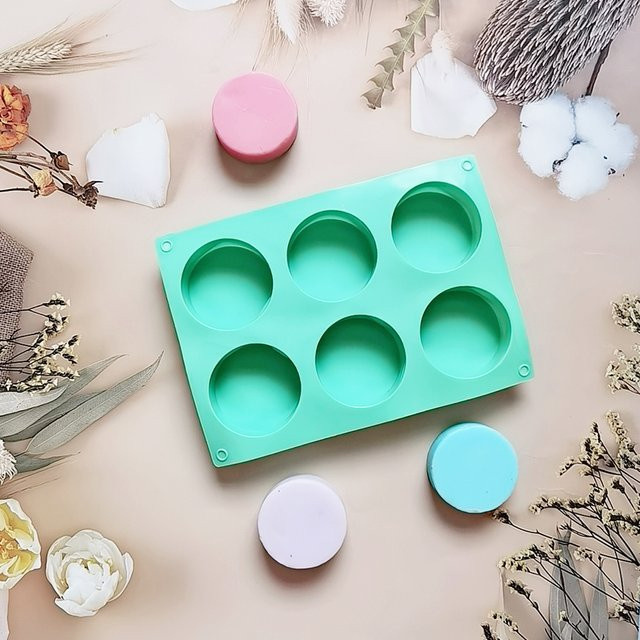 Silikon-Kuchenform mit 6 Kavitäten in Zylinderform für Mousse und Kekse, Grün - Bild 1