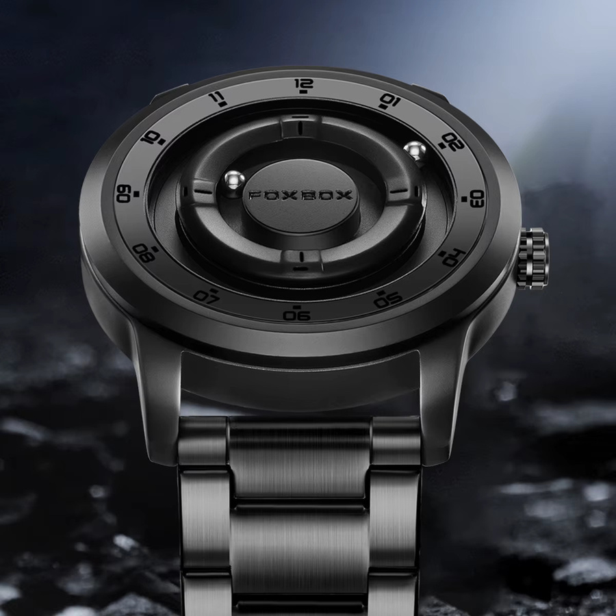FOXBOX Armbanduhr Quarz, Edelstahl, Schwarz, Herren - Bild 3