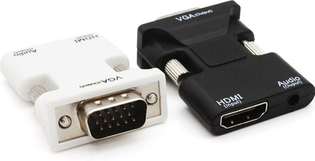 Tragbarer HDMI auf VGA Konverter mit Audio-Adapter für 1080P Signalausgang in Schwarz oder Weiß - Bild 1