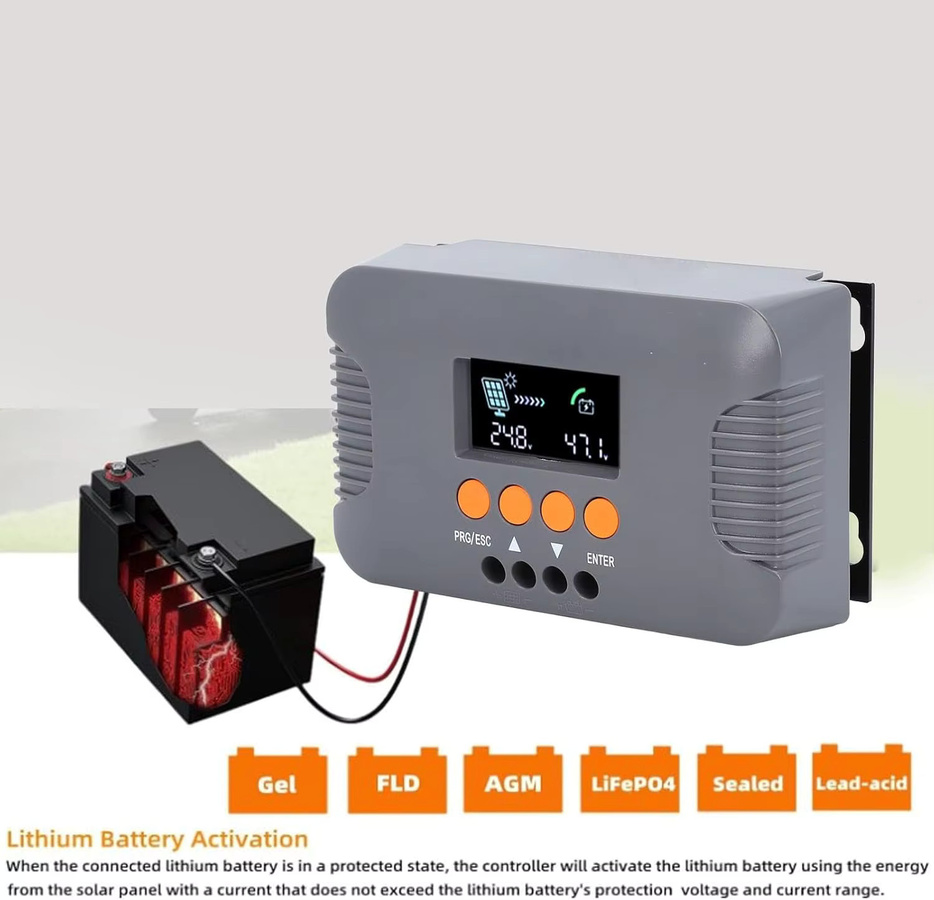 PowMr MPPT 10A Boost Solar-Laderegler in Grau für Lithium LiFePO4 und Blei-Säure-Batterien mit LCD-Display und 15-60V PV-Eingang - Bild 4