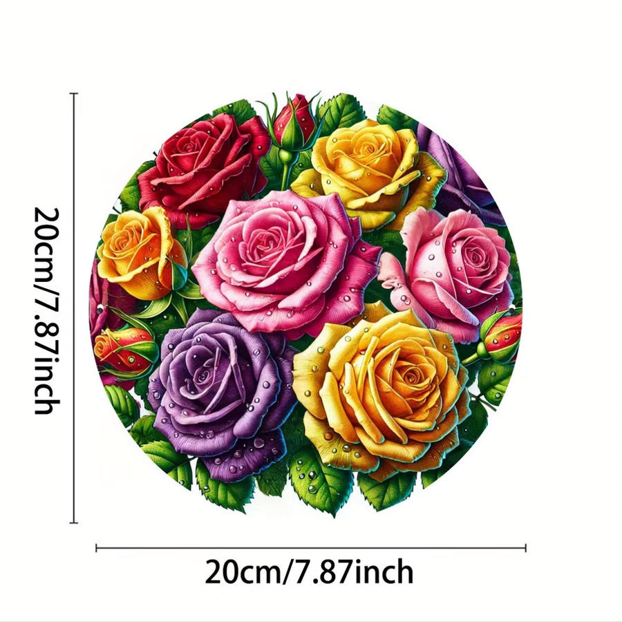 Potdemiel Rundes Metallschild mit floralem Rosen-Design in Bunt, Durchmesser: 20,32 cm - Bild 2