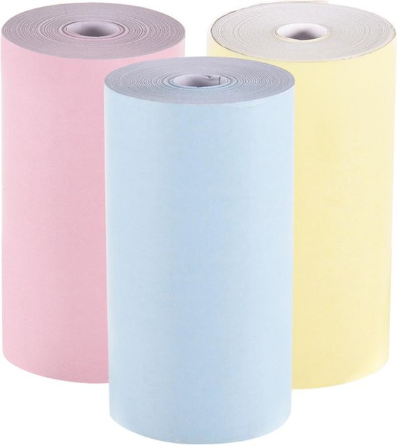 TOMTOP JMS Farbige Thermopapierrollen für PeriPage, 3er Set, Durchmesser: 57 mm, Breite: 30 mm, Farben: Blau, Pink, Gelb und Mehrfarbig - Bild 1