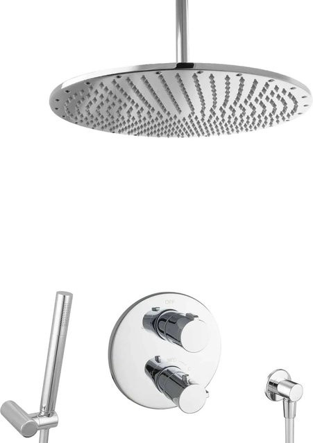 PaulGurkes Unterputz Duschsystem mit Thermostat, Regenbrause und Handbrause in Chrom - Bild 1