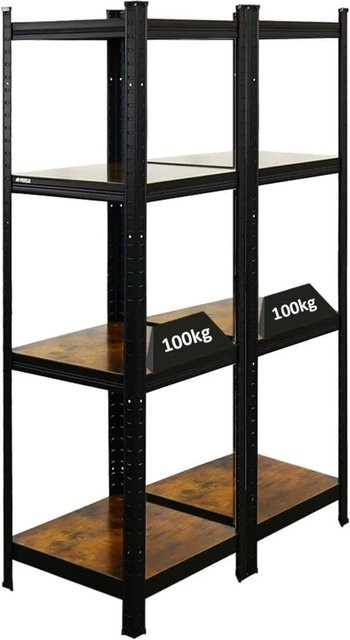 PROREGAL 2er Set Vintage Series Schwerlastregal Ragnar in Vintagebraun-Schwarz, H 150 cm x B 45 cm x T 45 cm - Bild 1