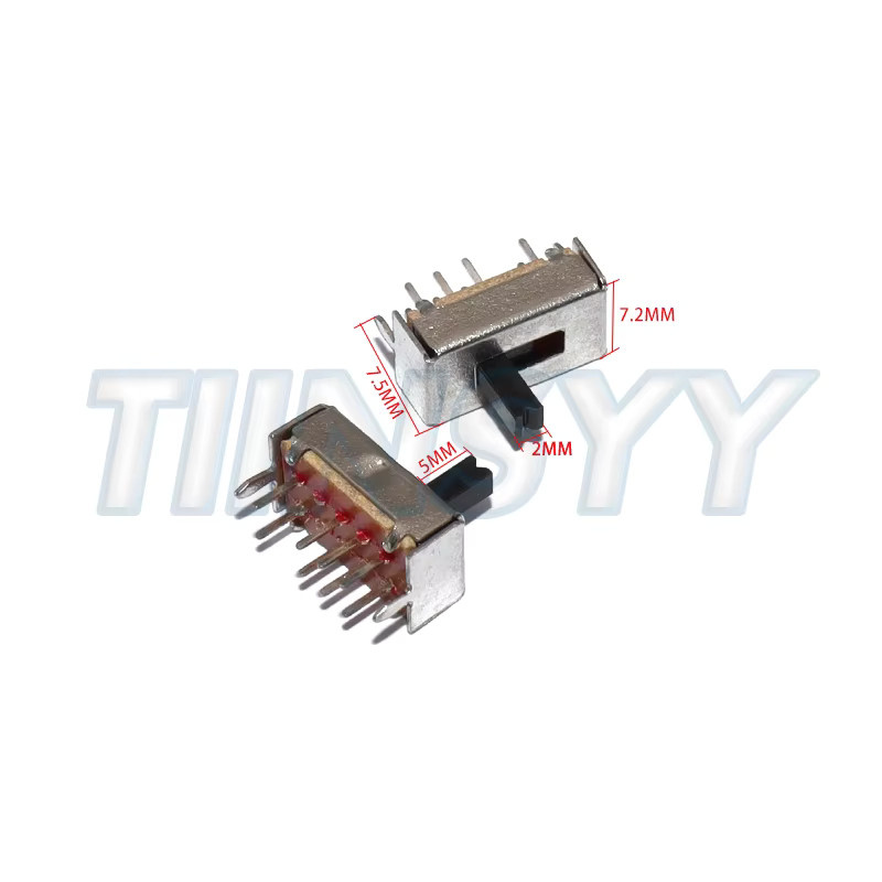 TIINSYY 10 Stück SS23D07 8-poliger 3-Positionen-2P3T-Kippschalter in Silber mit 5 mm Grifflänge und vertikaler Halterung - Bild 2
