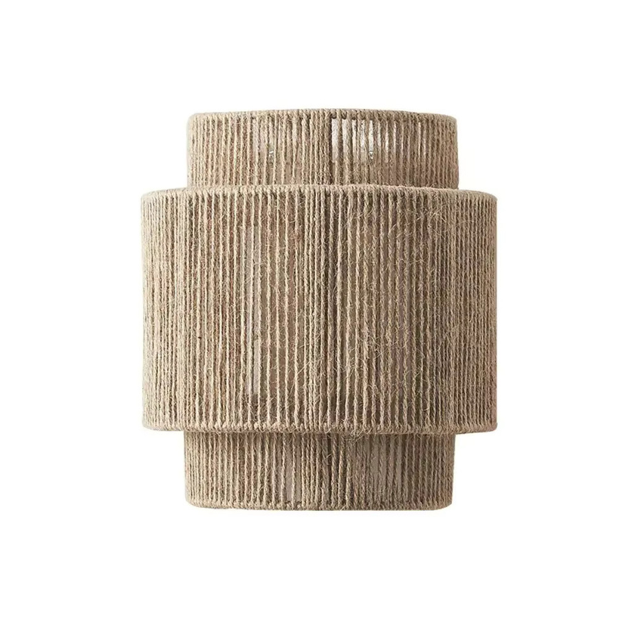 JOYINLED Art Deco Wandleuchte aus Rattan und Holz in Beige mit E27 Fassung - Bild 3