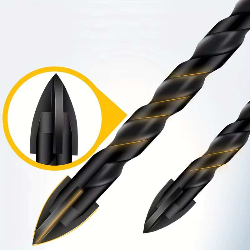 7er Set Hex Mauerwerk Bohrer Bits aus Titanstahl mit 1/4 Schaft für Beton, Ziegel, Glas und Keramik in Schwarz - Bild 4
