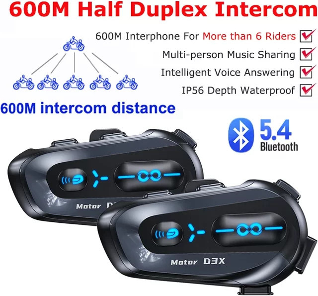 KEBETEME Motorrad Helm Intercom Headset mit Bluetooth 5.4 und Sprachassistent, 600m Reichweite, Halb Duplex, Schwarz - Bild 1
