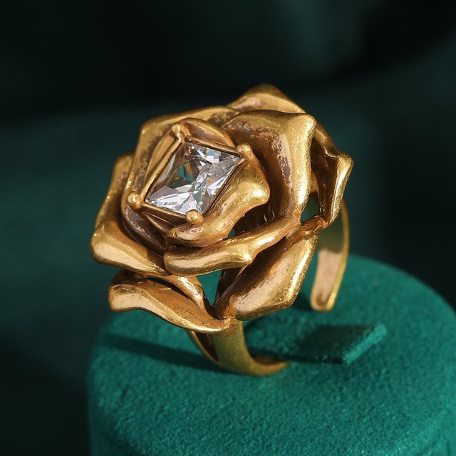 Icareu Ring, Rosenblüten-Kamelienring, Weißer Zirkon, Damen - Bild 1
