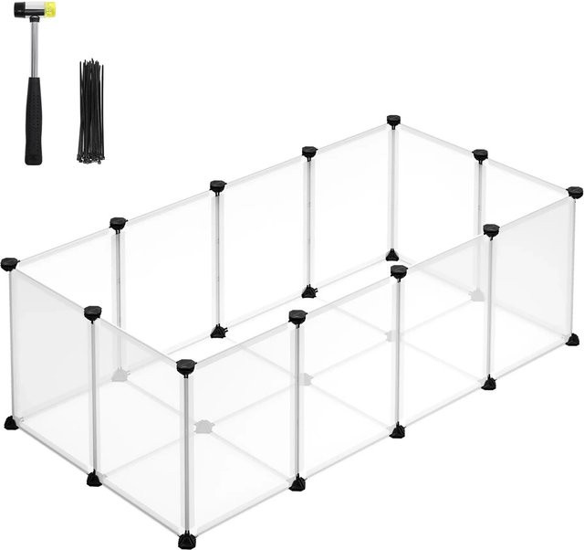 Feandrea Freigehege mit Bodenplatten in Weiß, B/T/H: 125 x 63 x 42 cm - Bild 1