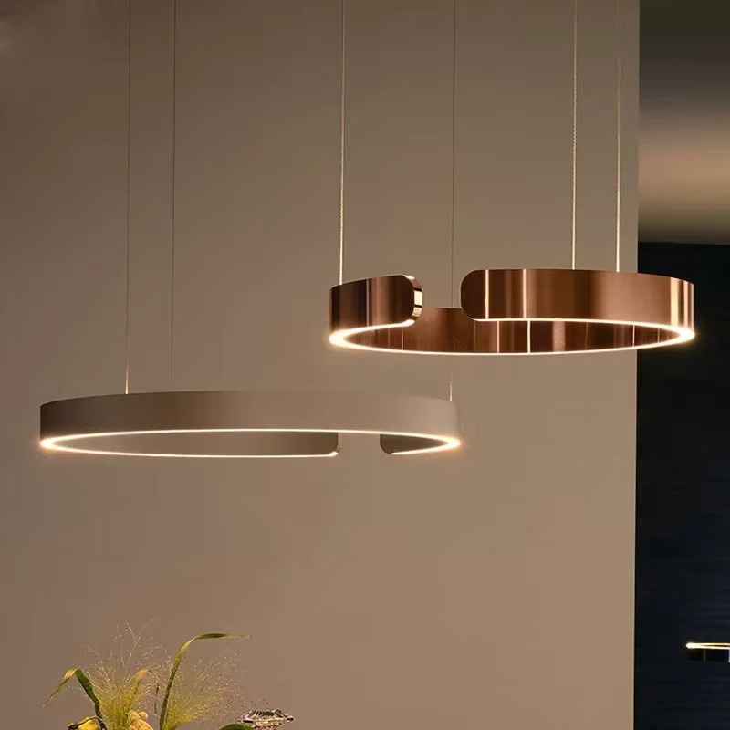ZIMULONG Minimalistischer Deckenleuchter mit Kreisringen aus Metall in Gold/Messing für Wohnzimmer und Treppenhäuser - Bild 2
