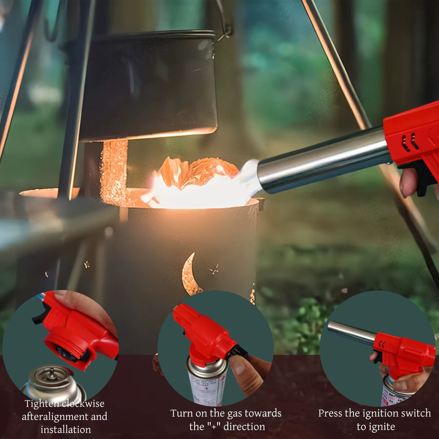 YDONGTLOGY Butanfackel in Rot mit verstellbarer Flamme und ergonomischem Griff für Karamell, Pudding und zum Backen - Bild 5