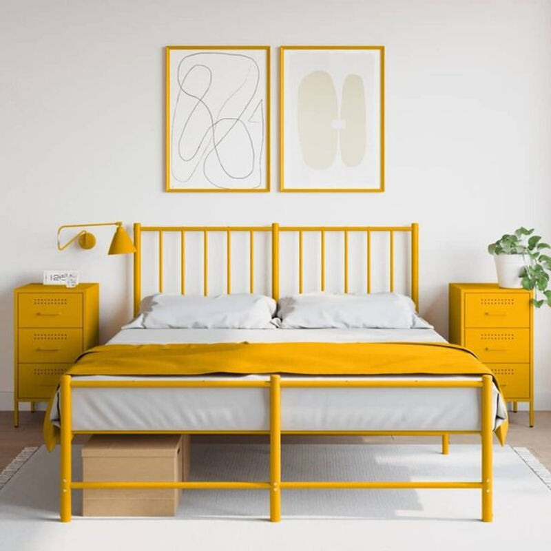 Vidaxl Nachttische 2er Set aus Stahl in Gelb im Industrial Design, B/T/H: 36 x 39 x 68 cm - Bild 1