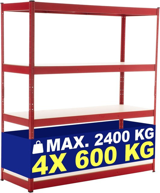 CLP Schwerlastregal aus Metall mit 4 MDF-Platten für Keller und Garage, B/T/H: 160 x 60 x 180 cm - Bild 1