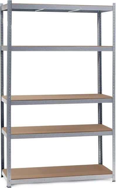 Wiltec Schwerlastregal aus Metall und MDF in Silber, B/T/H: 120 x 50 x 204 cm - Bild 1