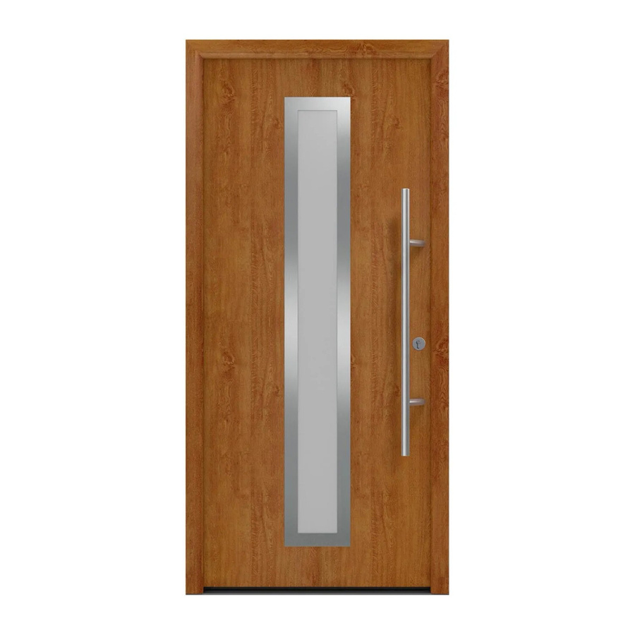 EcoStar Haustür Isopro Secur IPS 700S in Golden Oak, Farbe: Braun, mit Glaseinsatz, Material: Stahl und Aluminium, Sicherheitsstufe RC2, B/H: 110 x 210 cm, DIN Rechts - Bild 2