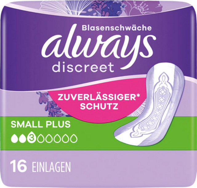 Always Discreet Inkontinenz Small Plus Slipeinlagen, 16 Stück, Damen - Bild 1