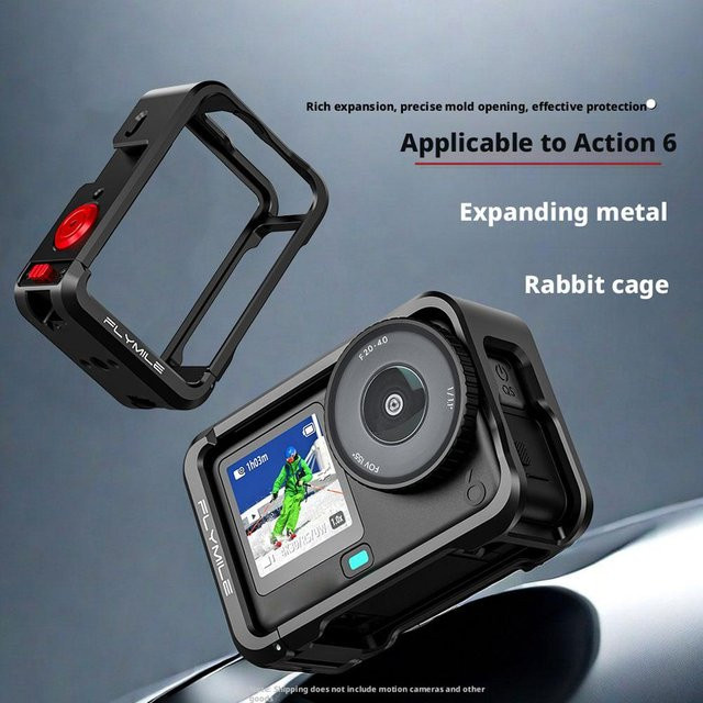 DJI Osmo Action 6 Metallkäfig aus Aluminiumlegierung mit Objektivdeckel in Schwarz - Bild 1
