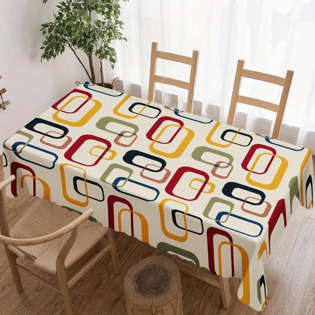 Wasserdichte rechteckige Tischdecke mit geometrischem Muster von JINGYUE Pet, Mehrfarbig, B: 140 cm, L: 180 cm - Bild 1