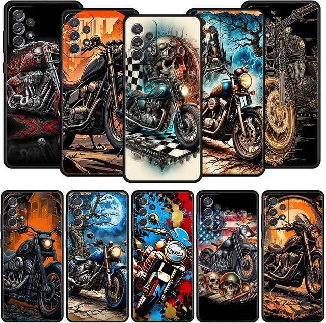 Handyhülle mit Vintage Motorrad Design für Samsung Galaxy A55 A35 A17 A07 A15 A13 A25 A72 A73 A32 A52 A52S A41 5G aus weichem TPU in Multicolor - Bild 1