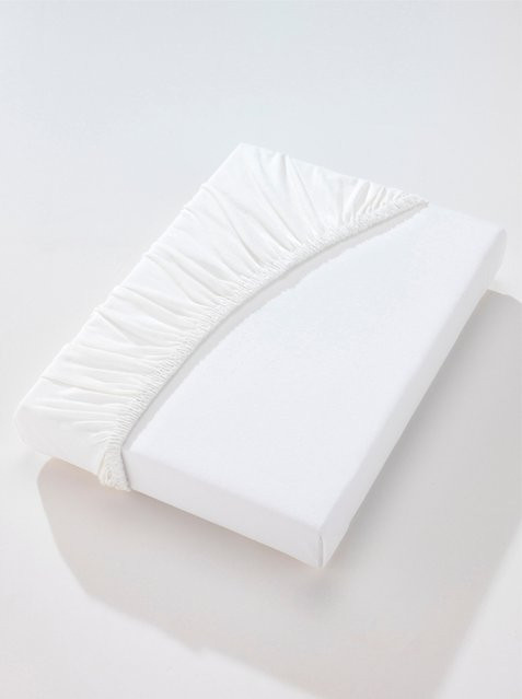 Biberna Spannbetttuch aus Jersey aus 100% Baumwolle, Weiß, B: 200 cm, H: 20 cm - Bild 1