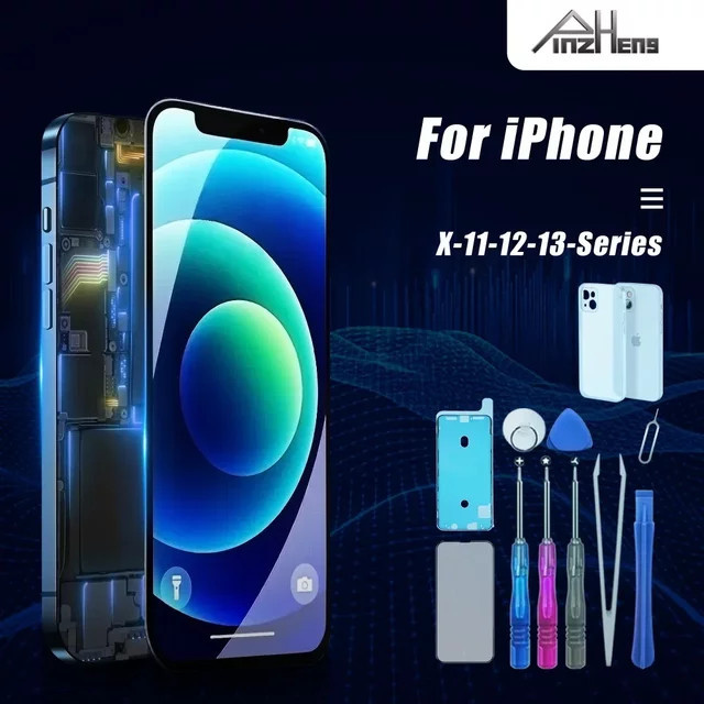 PINZHENG OLED AMOLED Display Ersatz für iPhone XS MAX X XR 11 12 13 MINI PRO PROMAX in Schwarz - Bild 1