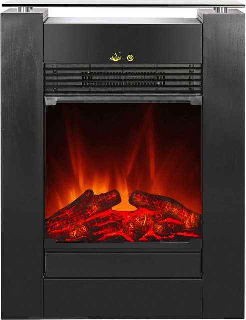 EL Fuego Elektrokamin Tessin Schwarz mit Heizung dimmbar 1,8 kW, B/H/T: 79,5 x 58 x 17 cm - Bild 1
