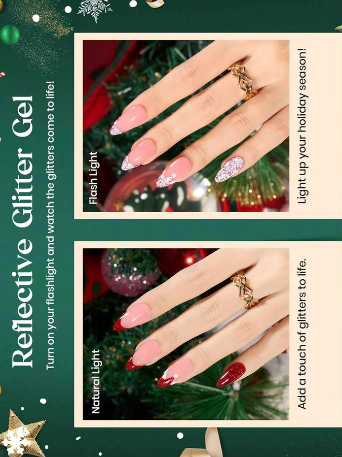NOCIS Poly-Nagelverlängerungs-Gel-Set, 12 Farben, Glitzer & Klassisch - Bild 4