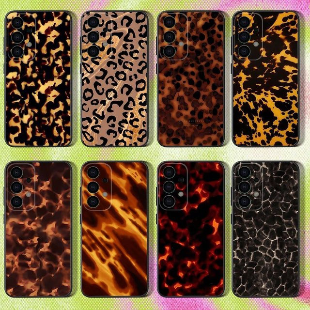 Samsung Handyhülle im Tortoise Shell Marble Design für S25 S24 S23 S22 S21 S20 Ultra Plus FE Lite Note in Schwarz - Bild 1