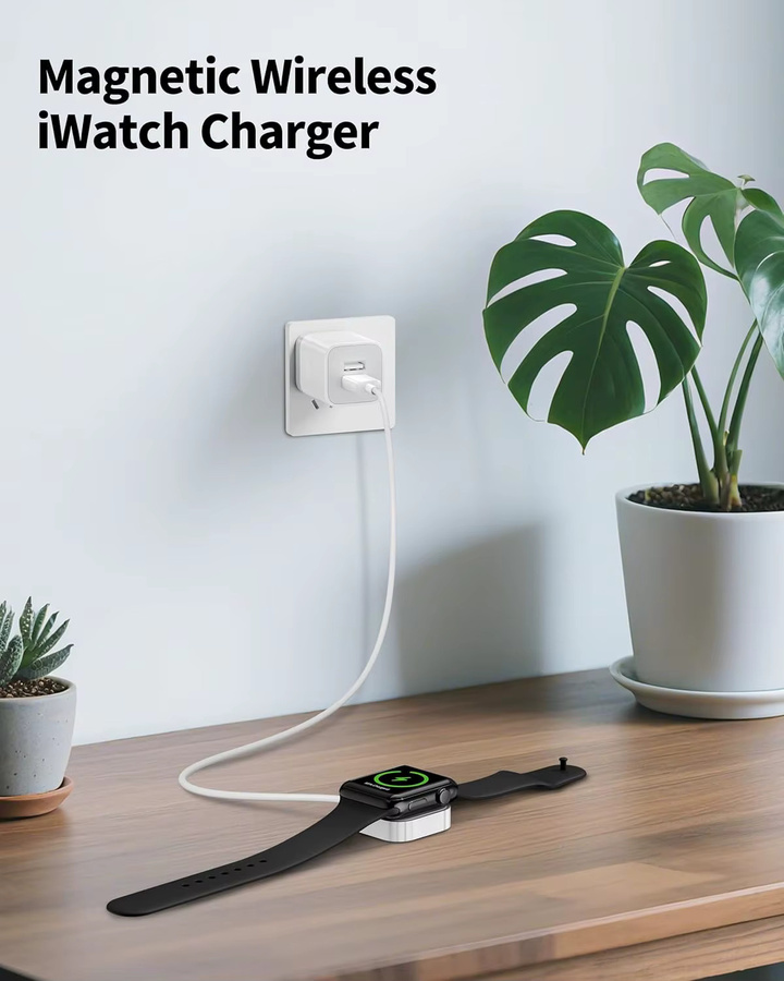 TIMESS 2er Set Magnetisches USB A und USB C Ladekabel für Apple Watch Series Ultra 11 10 9 8 7 6 5 4 3 2 in Weiß - Bild 3
