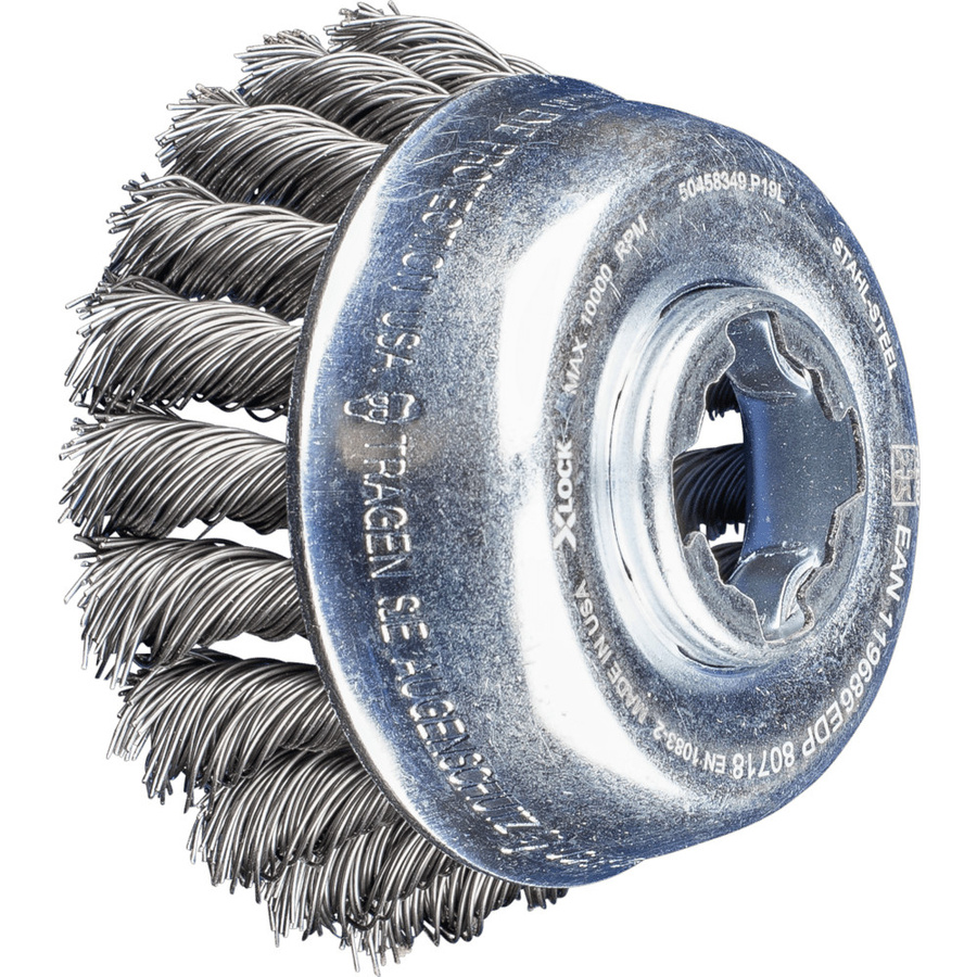 PFERD Topfbürste gezopft TBG X-LOCK für Winkelschleifer, Farbe Silber, Durchmesser: 80 mm, Bohrung: 22,2 mm, Stahl-Draht-Ø: 0,50 mm - Bild 1