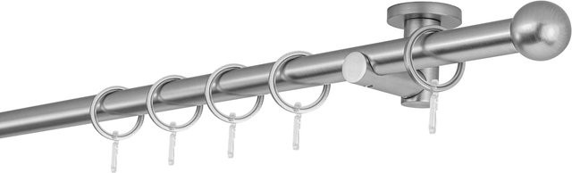 ONDECO Deckenträger Urban 1-läufiges Rohr mit Endstück Ball in Edelstahl-Optik, Länge: 280 cm, Durchmesser: 20 mm - Bild 1