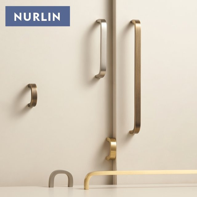 Nurlin Schranktürgriffe aus massivem Messing mit gebogenem Design im einfachen Stil - Bild 1